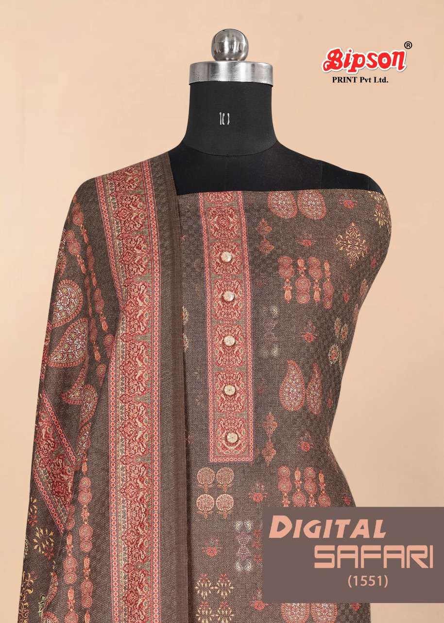 BIPSON PRINTES PRESENTS SAFARI 1551 WOOLLEN SAFARI DIGITAL PRINTED PASHMINA WHOLESALE SALWAR KAMEEZ